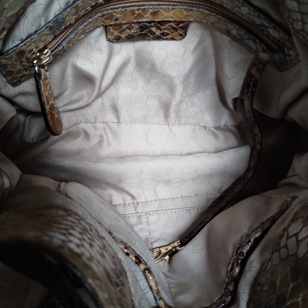 Michael Kors Hamilton Leather Python Print Satche… - image 12